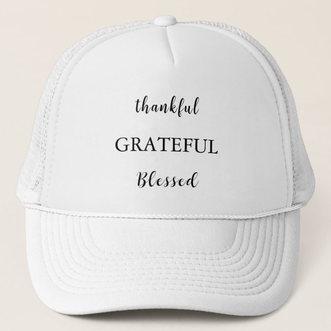 thankful greatful blessed trucker hat (Front)