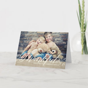 Thankful Happy Thanksgiving Photo Burlap Card