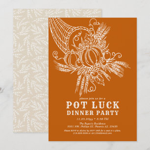 Thankful Harvest   Pot Luck Thanksgiving Party Invitation