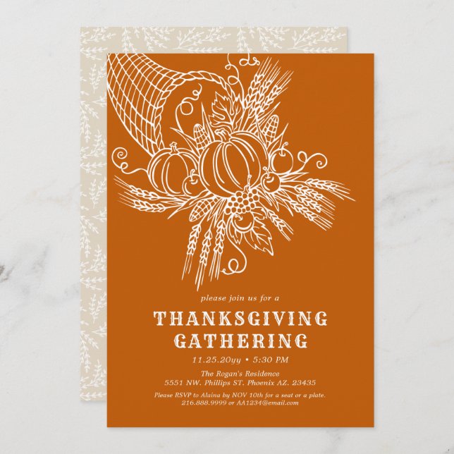 Thankful Harvest | Thanksgiving Party Orange Invitation (Front/Back)