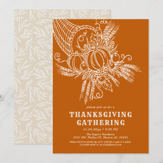 Thankful Harvest | Thanksgiving Party Orange Invitation