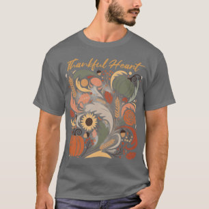 THANKFUL HEART Christian Autumn Quote Scoop family T-Shirt