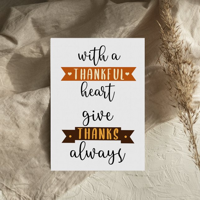 Thankful Heart Give Thanks Thanksgiving card (Creator Uploaded)
