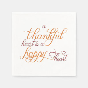 thankful heart is a happy heart thanksgiving napkin