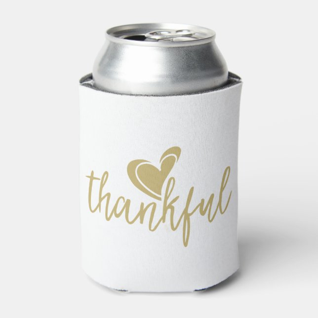 thankful heart thanksgiving can cooler (Can Front)