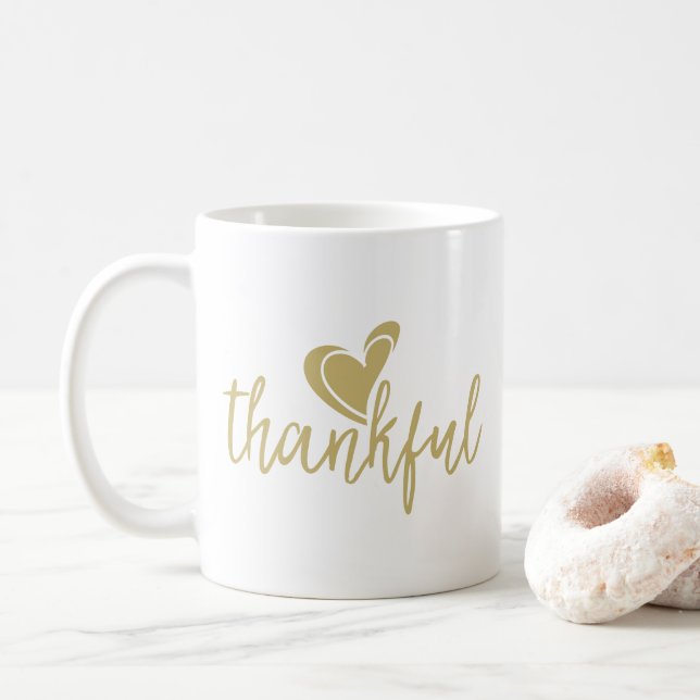 thankful heart thanksgiving coffee mug (With Donut)