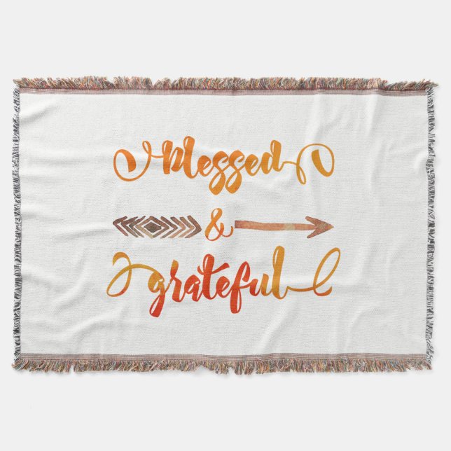 thankful heart thanksgiving quote throw blanket (Front)