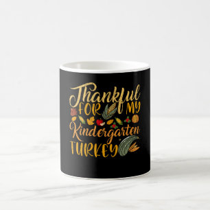 Thankful Kindergarte Turkeys Thanksgiving Teacher Coffee Mug