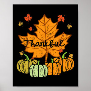 Thankful Leaf Pumpkin Cute Thanksgiving Fall Men W Poster