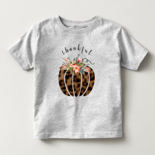 Thankful Leopard Fall Pumpkin Thanksgiving Girl Toddler T-Shirt