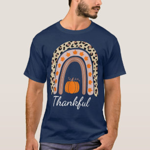 Thankful Leopard Rainbow Boho Thanksgiving For Men T-Shirt