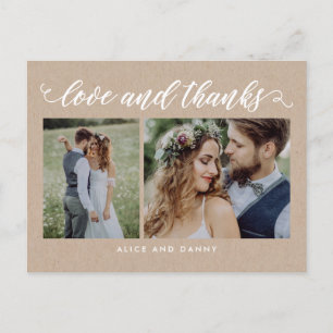 Thankful Love Thank You Postcard Kraft