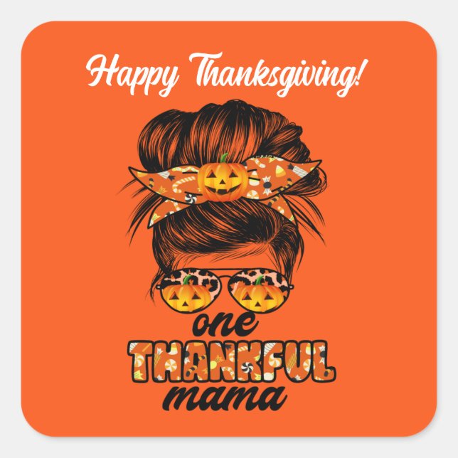 Thankful Mama Autumn Customise Square Sticker (Front)