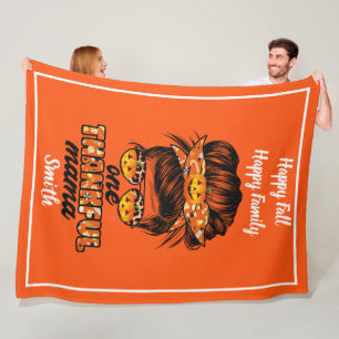 Thankful Mama Autumn Customise Text and Colour Fleece Blanket