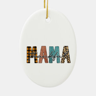 Thankful Mama Fall Typography Ceramic Tree Decoration