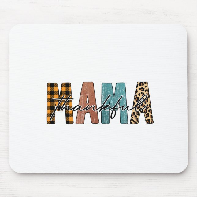 Thankful Mama Fall Typography Mouse Mat (Front)