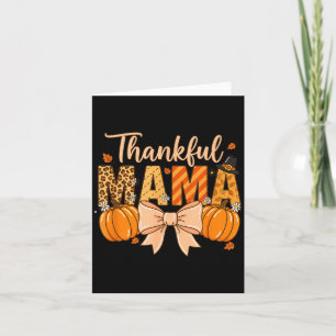 Thankful Mama Pumpkin Fall Coquette Bow Thanksgivi Card