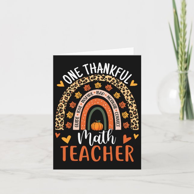 Thankful Math Teacher Fun Thanksgiving Rainbow Tea Card (Front)