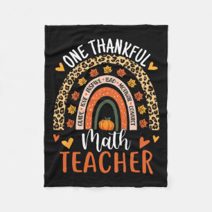 Thankful Math Teacher Fun Thanksgiving Rainbow Tea Fleece Blanket