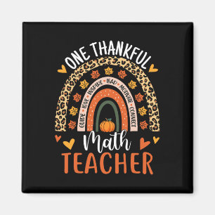 Thankful Math Teacher Fun Thanksgiving Rainbow Tea Magnet