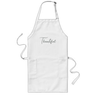 Thankful Minimalist Script Fall Thanksgiving  Long Apron