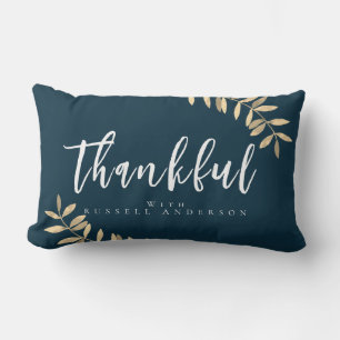 Thankful Modern Blue Lumber Pillow
