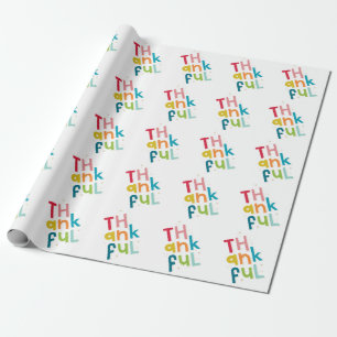 THANKFUL modern bright colourful typography Wrapping Paper
