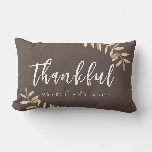 Thankful Modern Brown Lumber Pillow (Front)