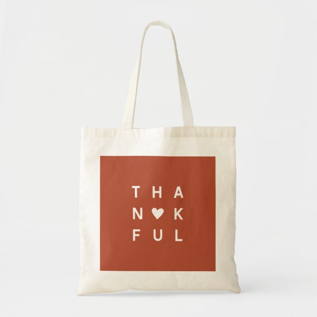 Thankful Modern Thanksgiving Terracotta Tote Bag (Front)