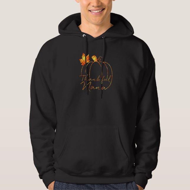 Thankful Nana buffalo plaid Fall Thanksgiving Pump Hoodie (Front)