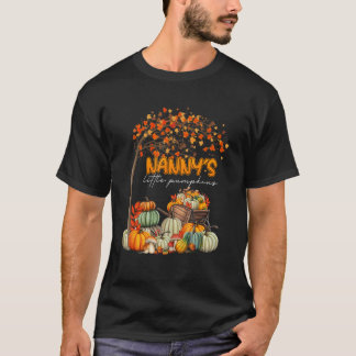Thankful Nanny's Little Pumpkins Fall Leave Autumn T-Shirt