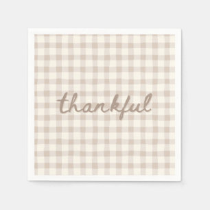 Thankful Neutral Tan Gingham  Napkin