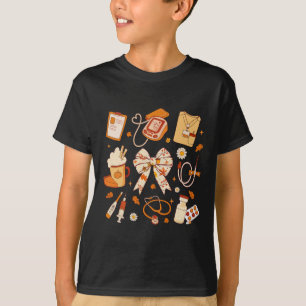 Thankful Nurse Fall Stethoscope Coquette Bow Thank T-Shirt