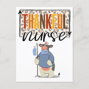 Thankful Nurse for thanksgiving cute cow nurse  Postcard