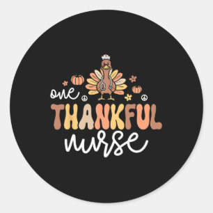 Thankful Nurse Groovy Thanksgiving Nursing Turkey  Classic Round Sticker