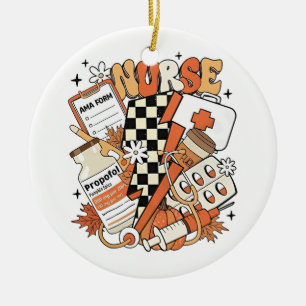 Thankful Nurse Life Turkey Cute Thanksgiving Nurse Ceramic Tree Decoration