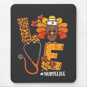 Thankful Nurse Life Turkey Cute Thanksgiving Nurse Mouse Mat