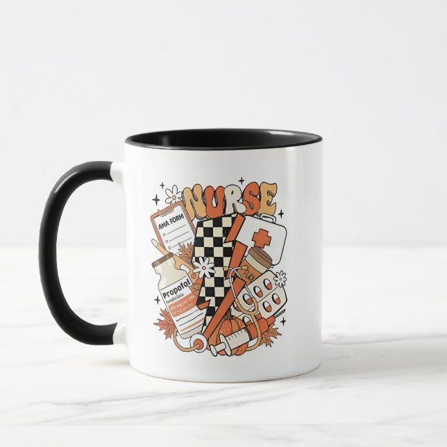 Thankful Nurse Life Turkey Cute Thanksgiving Nurse Mug (Left)