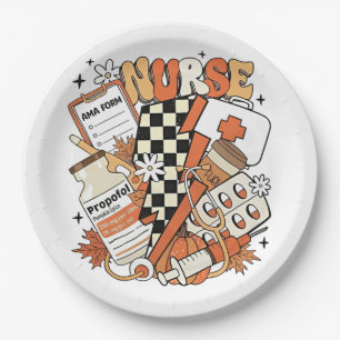 Thankful Nurse Life Turkey Cute Thanksgiving Nurse Paper Plate