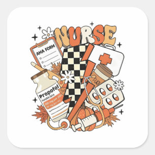 Thankful Nurse Life Turkey Cute Thanksgiving Nurse Square Sticker