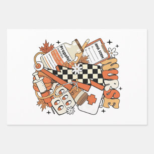 Thankful Nurse Life Turkey Cute Thanksgiving Nurse Wrapping Paper Sheet