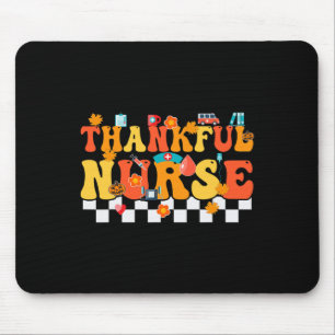 Thankful Nurse Retro Groovy Thanksgiving Fall RN W Mouse Mat