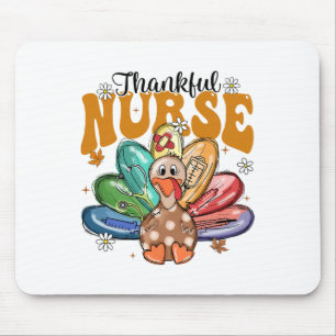 Thankful Nurse Thanksgiving Christmas Turkey Scrub Mouse Mat