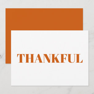 Thankful orange and white modern thanksgiving card