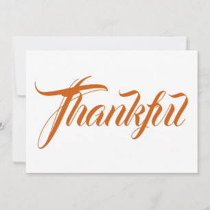 Thankful orange calligraphy thanksgiving card
