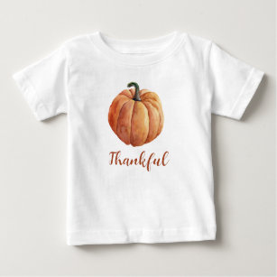 Thankful Orange Pumpkin Fall Autumn Thanksgiving Baby T-Shirt