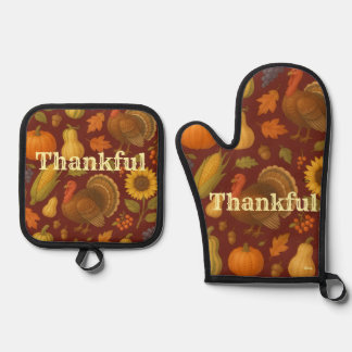 Thankful Oven Mitt & Pot Holder Set