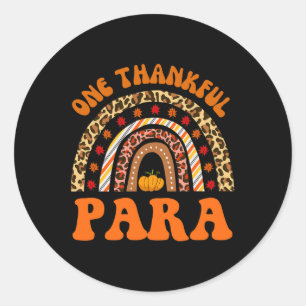 Thankful Para professional fall thanksgiving leopa Classic Round Sticker