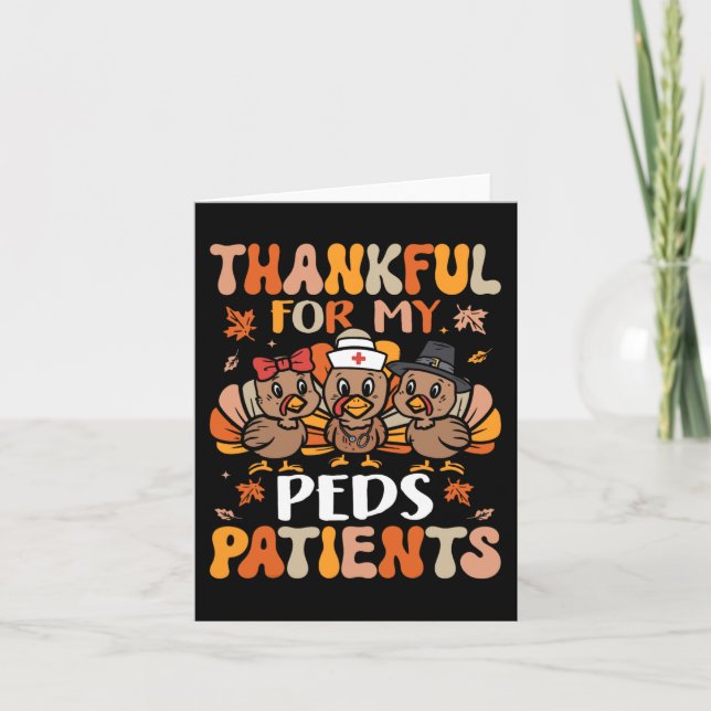 Thankful Peds Nurse Thanksgiving Turkey Paediatric Card (Front)