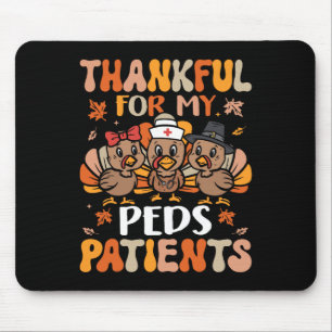 Thankful Peds Nurse Thanksgiving Turkey Paediatric Mouse Mat